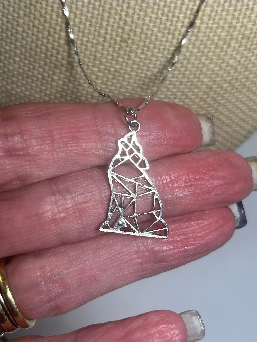 .925 Silver Geometric Wolf 🐺 Pendant Necklace